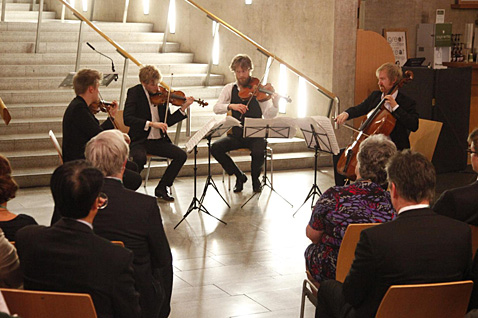 String quartet playing in the Garden Lobby